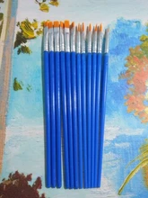 12 Uds. De pinceles de nailon para pintar, accesorios de arte para niños, pincel para pintar con acuarela, artículos de dibujo artístico