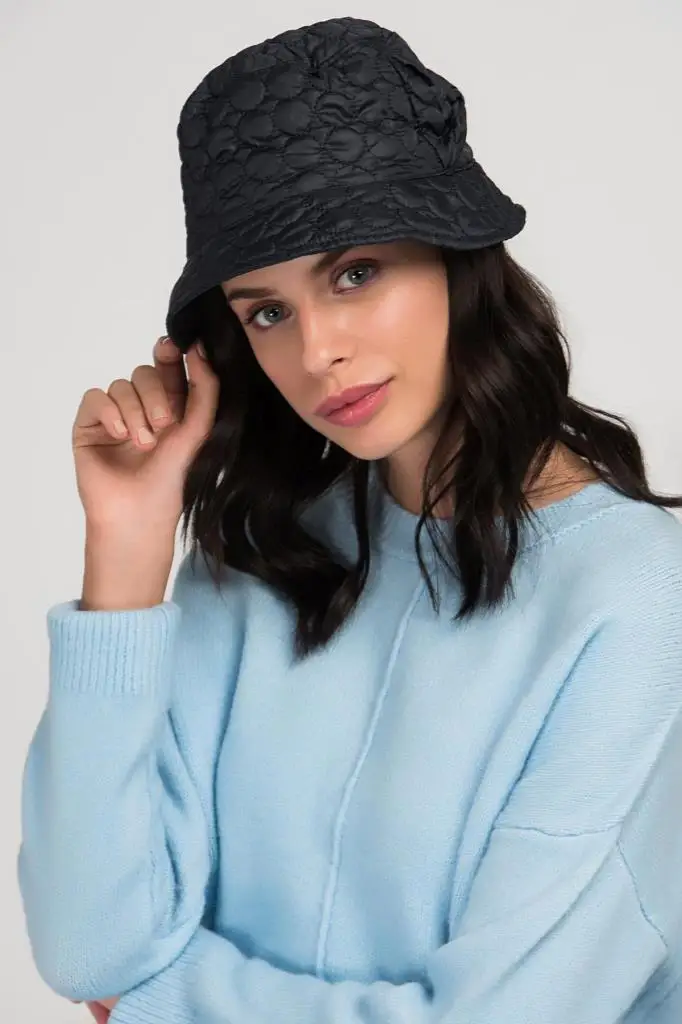 10917 Quilted Bow Detailed Navy Hat