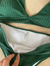 Peachtan-bikinis de cintura alta para mujer, bañador Sexy acanalado liso, traje de baño deportivo para mujer con cuello de pico, bikini a rayas 2021