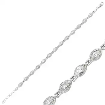 

Merve Silver White Cubic Zirconia Water Ways Women 'S Bracelet