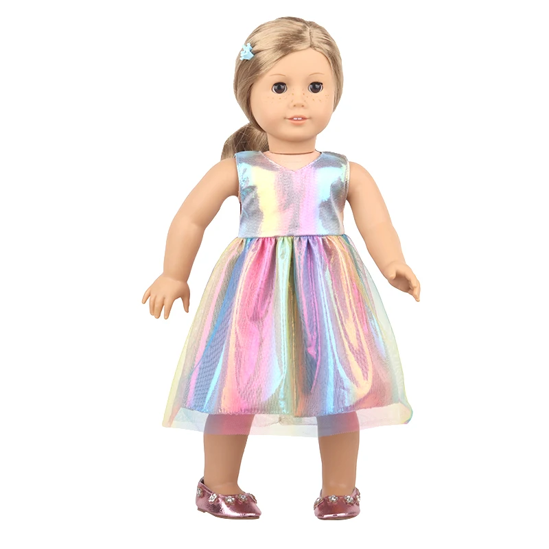 American 18 Inch Girl Doll Sequins Skirt Clothes Shining Cute Mini Dress For 43cm Baby New Born,OG,DIY Doll Accessories Toy