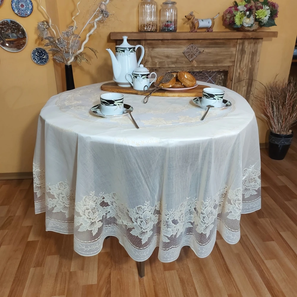 Tablecloth Vinyl Round Fine Lace Jd902 Smooth Festive 178r For Kitchen