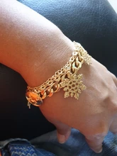 Flashbuy Christmas Gold Color Chain Bracelet Personality Snowflake Elk Multilayer Charms