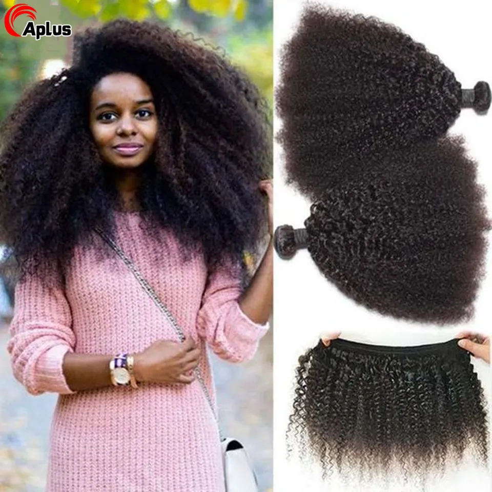 Afro Kinky Curly Bundles Human Hair Extensions Human Hair Bundles Mongolian Kinky Curly Hair Bundles Extension Remy 3 bundles Deal Human Hair For Women