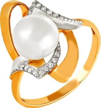 

Примаэксклюзив ring with pearls and cubic zirconia in red gold