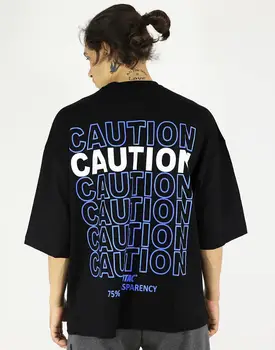 

Caution Oversize Black Men's T-Shirt