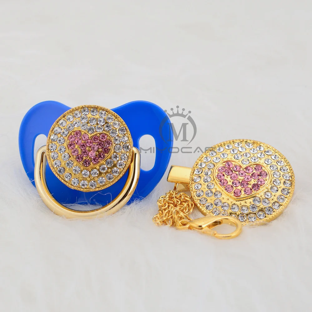 Chupeta e Conjunto Miyocar Strass Ouro Rosa Bling Borboleta Clipe Cadeia Chupeta Titular Fress Bpa Seguro Apbf 18 Estojos e corrente p chupetas