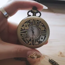 Nueva Alice País de las Maravillas serie hueco grande llave de flor conejo Palacio Retro de bolsillo reloj envío TD2073