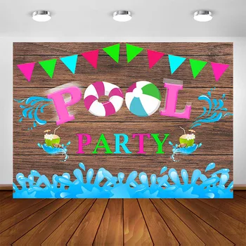 

Birthday Pool Party Backdrop Decoration Swimming Pool Birthday Party Banner Supplies Photography Background Photo Booth