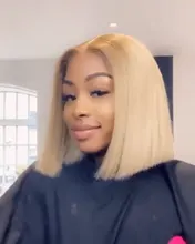 Peluca Bob de rubio miel, peluca recta de Bob corto, peluca brasileña transparente con encaje frontal, pelucas de cabello humano para mujeres negras prearrancadas, 613