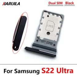 Universal SIM Card Holder Tray Adapter with Eject Pin - Replacement Parts (S22 Ultra Black)
