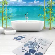 Коврики для ванной нескользящие Противоскользящие коврики противоскользящие синие 2'Li набор 60X100 см-50X60 см