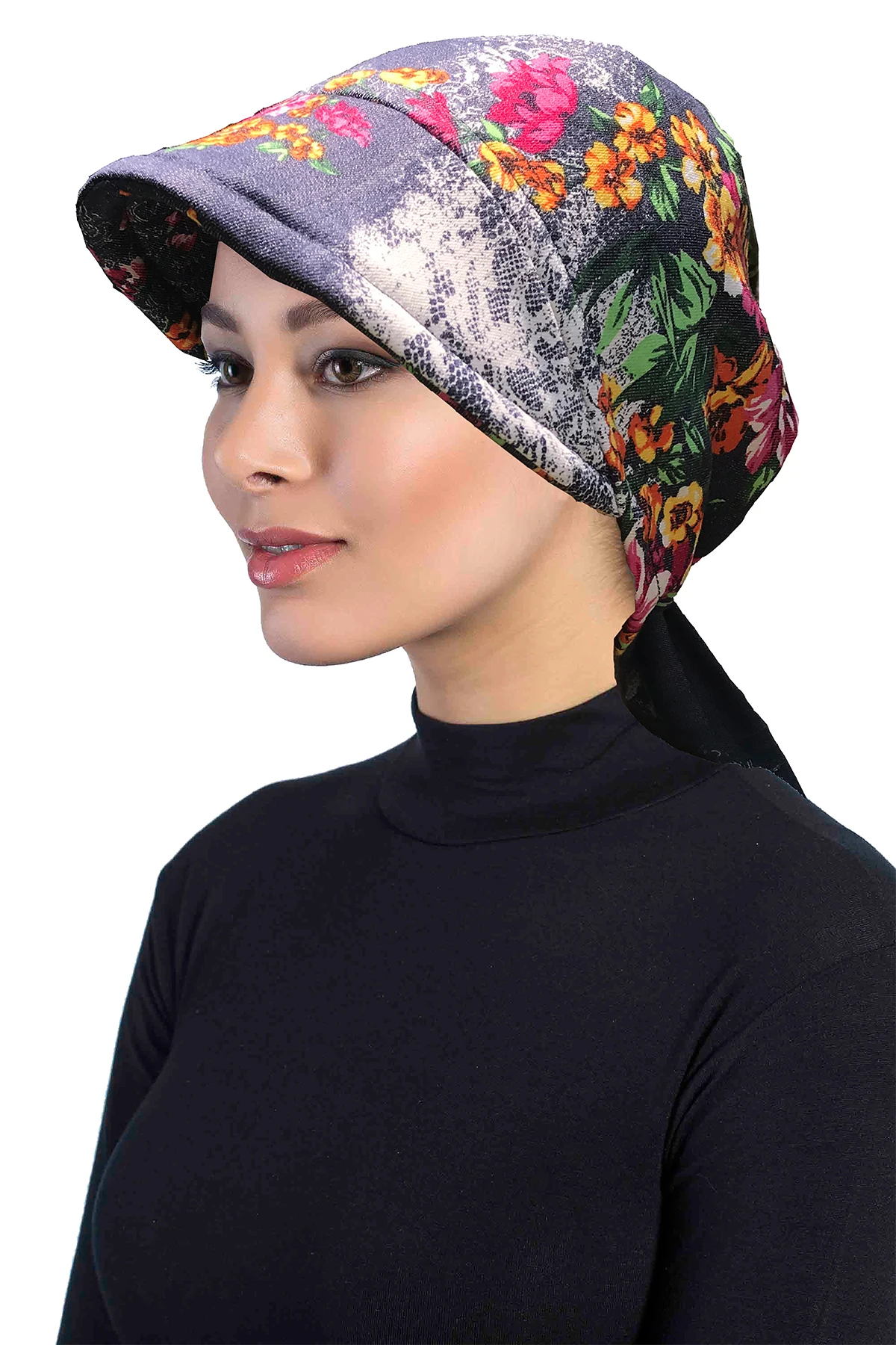 2022 New Fashion Patterned Denim Ready Made Turban Hijab Bonnet Scarf Cancer Cap Special Women Product Beret Muslim Liner Chemo All Season Pool Custom Design Underscarf  Islam Inner Headband