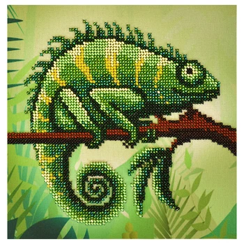 

B-01116 set for embroidery with beads beads 'хамелеончик' 18*18 cm