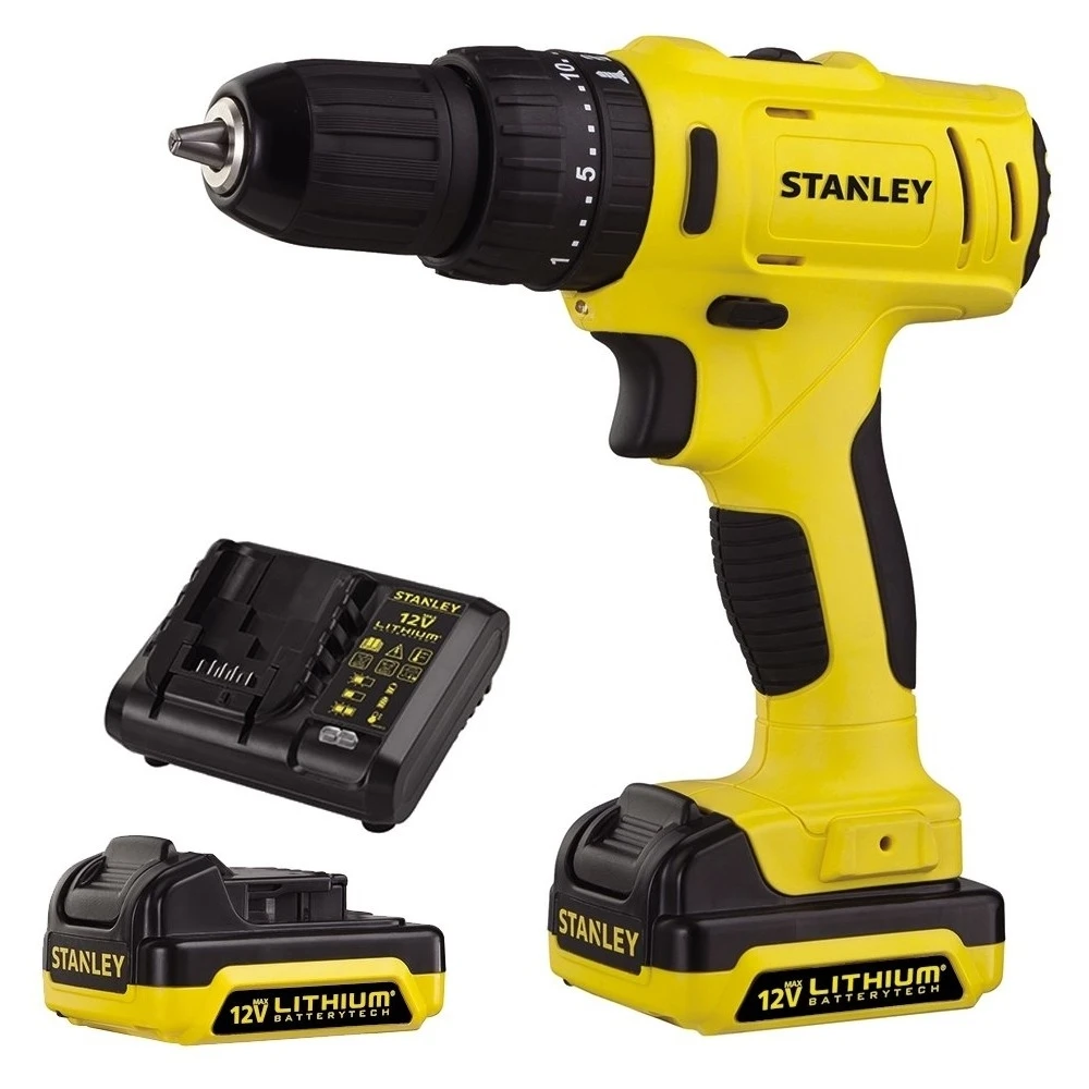 Дрель-шуруповерт аккумуляторная ударная Stanley SCH12S2 (2 Li-ion батареи 10,8В, 1,5Ач, Крутящий момент до 26 Нм, 2 скор