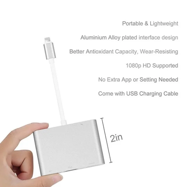 Многопортовый VGA-адаптер X6L-2 Lightning USB-C/VGA Multiport(Серый