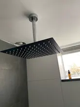 Shower-Head Square Wall Bathroom Stainless-Steel Rainfall Ceiling Black Ultrathin 2-Mm