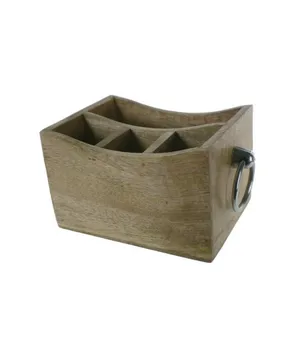 

Box wooden container with dividers and handles. Measures: 13x25x16 cm.