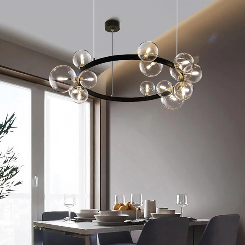 Nordic Postmodern Design LED Chandelier For Dining Room Kitchen Living Room Bedroom Ceiling Pendant Lamp Glass Ball G9 Light crystal chandelier