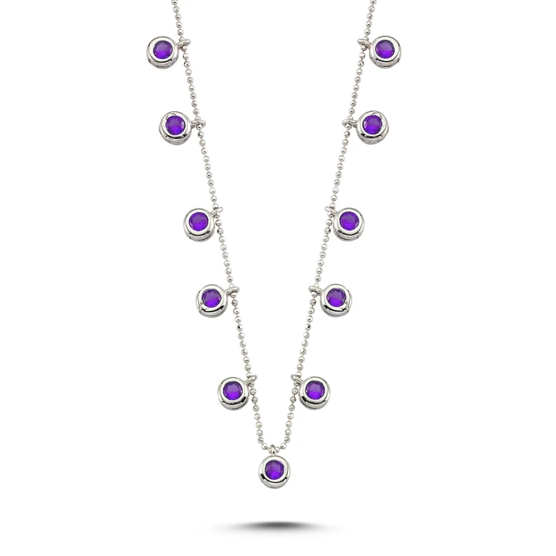 

Armagano Amethyst Zircon Cubic Zirconia Dangle Necklace