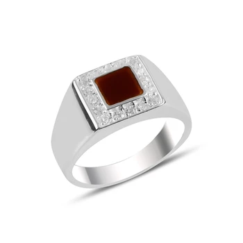 

Silver 925 Sterling Enamel & Zircon Crystal Ring