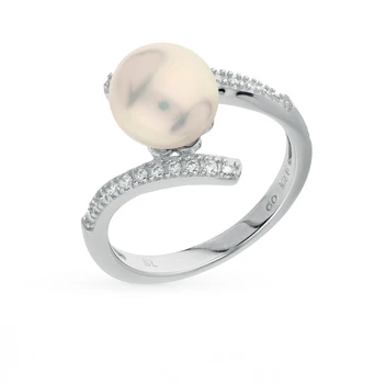 

Silver ring with cubic zirconia and pearls sunlight sample 925