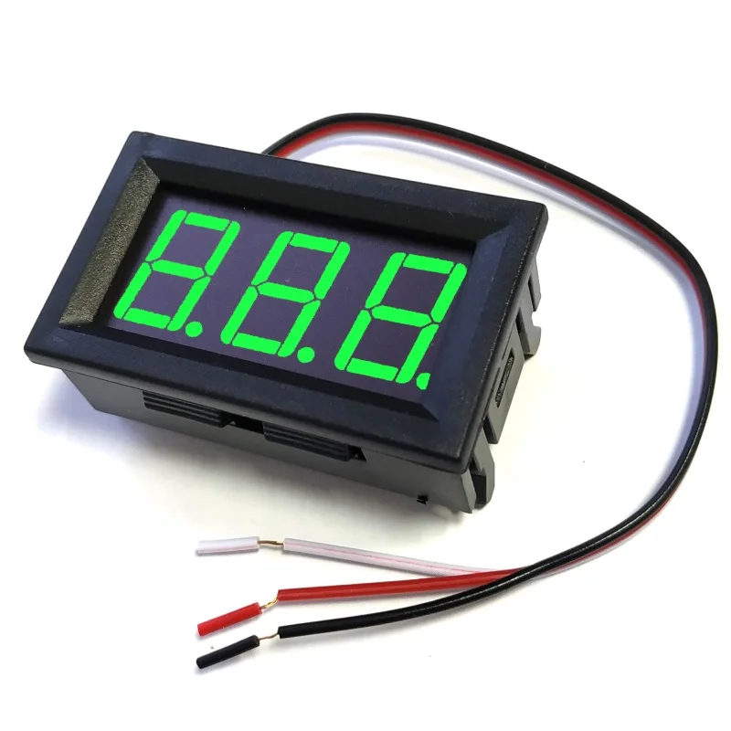 Digital DC Voltmeter 0-100V Green Цифровой вольтметр 0...100В 3-разрядный зеленый дисплей размеры