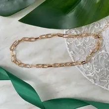 Cadena de eslabones retro para mujer, collar de exageración, gargantilla de oro fashi