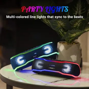 

EasyAcc Protable Wireless Bluetooth Speaker IPX7 Waterproof Built-in Microphone Dual 10W Speaker Party With LED Muti color black