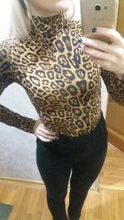 EIFER-Body de leopardo para mujer, Body Sexy ajustado, traje de cuello alto de manga larga, mono estampado