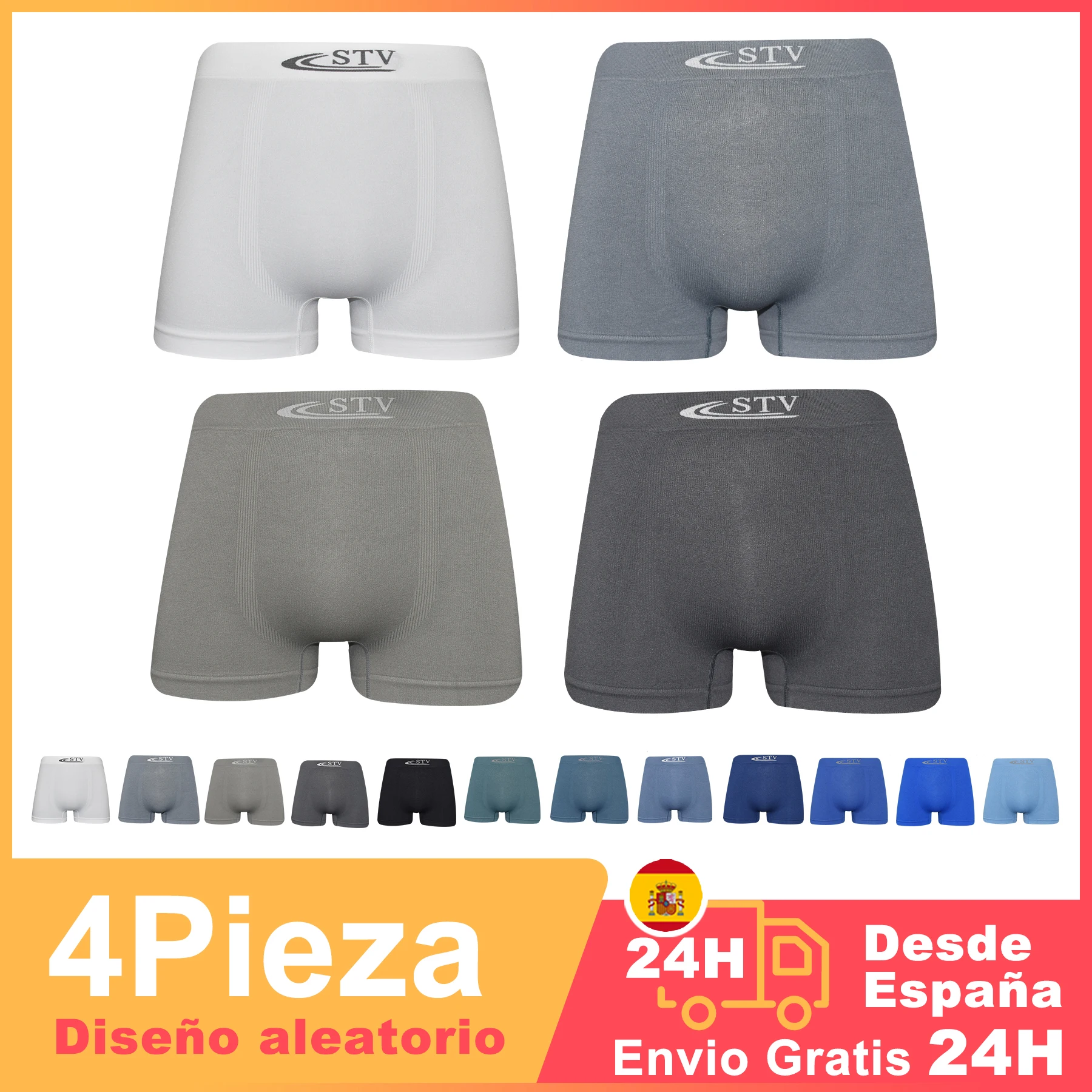 DOUBLE M, 4 pieces, random COLOR, Boxer shorts or seamless Slip, felxible boxers, breathable, soft and comfortable ideal for sport, Runing, exercise, cycling, M,L XL,XXL,3XL