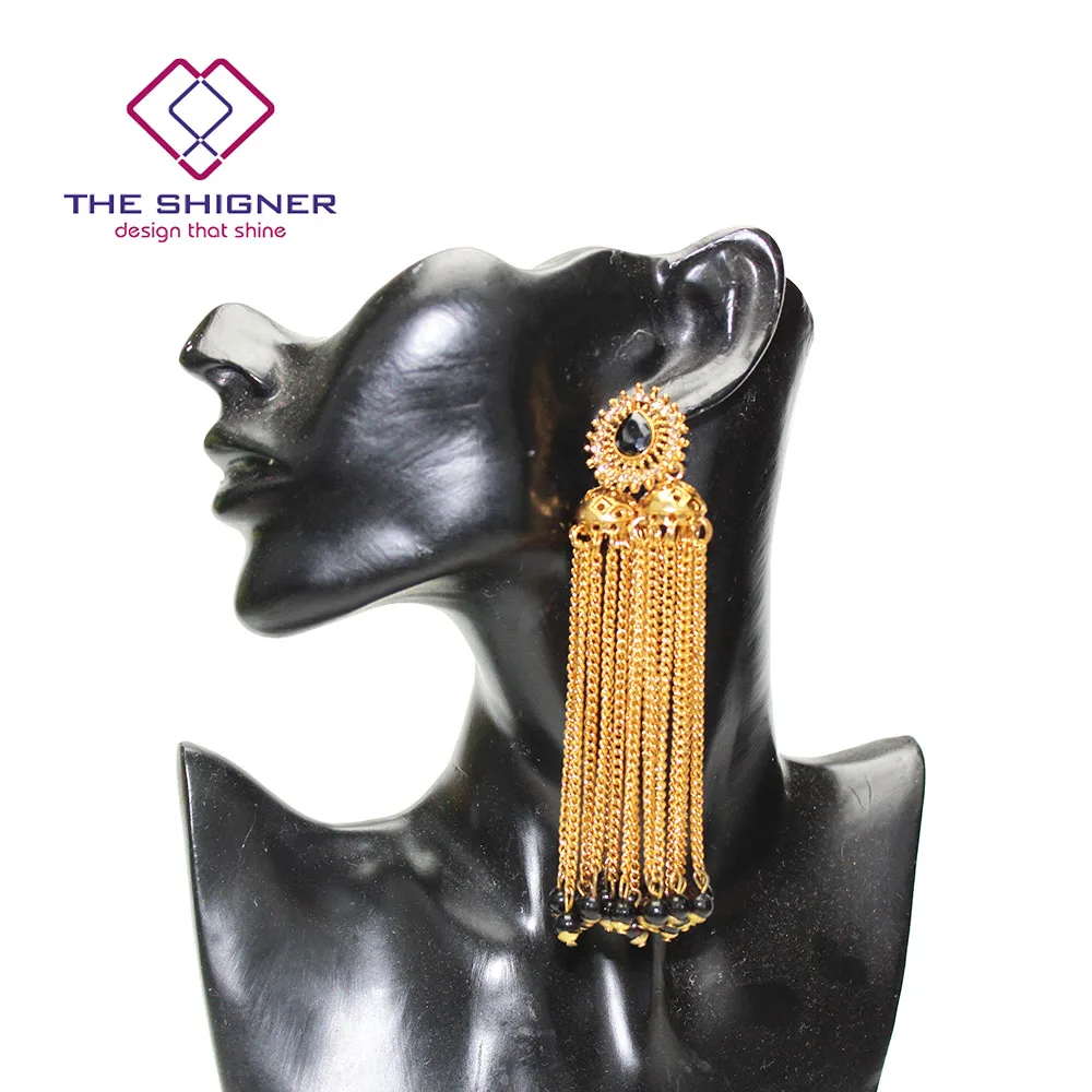 THE SHIGNER этнические индийские Золотые птичья клетка Jhumka Jhumki кисточкой Кристалл серьги индия, этно-стиль традиционные висячие серьги ювелирные изделия