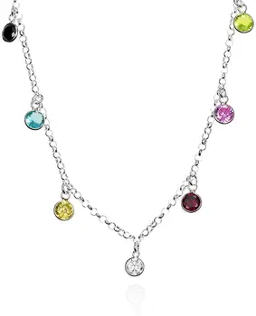 

Necklaces with zircons silver--silver choker woman sterling silver woman necklace with silver chain woman Sterling-Ga