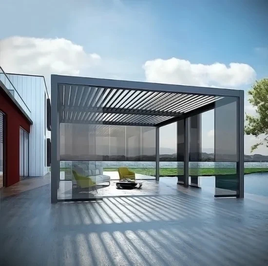 Remote Control Aluminum OEM/ODM Factory Manual/ Waterproof Pergola Louver Roof System Bioclimatic Pergole