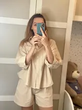 Msfancy-Conjunto de dos piezas de verano para Mujer, conjunto de pantalones cortos de 2021 algodón, camisa holgada Vintage Bohemia, pantalones cortos de cintura alta