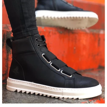 

BA0060 3 Tape Waterproof Lace-Up Zipper Black White Base Men 'S Sports Boots. Shoe, boot, sneaker, van, chaussure, air, money, fly