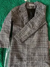 Plaid Coat Pocket-Jackets Cashmere Autumn Winter Long Women Outwear Warm Thickness Casual