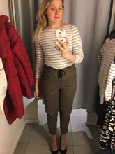 Womens Pants Trousers Harem Woolen Black High-Waist Winter Plus-Size Warm LYZCR Ankle-Length