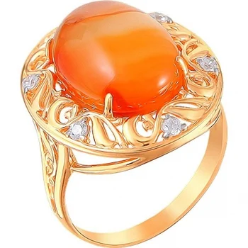 

Esthete ring with agate and cubic zirconia silver with gilding