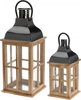 

SET 2 lanterns. Manufactured NATURAL wood, METAL COLOR anthracite and doors with CRYSTALS. Dimen 1-45 x 20.x 20cm. 2-35x15x15cm