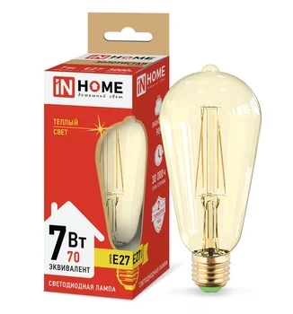 

LED lamp LED-ST64-deco 7 W V E27 3000 K 630Лм Gold IN HOME