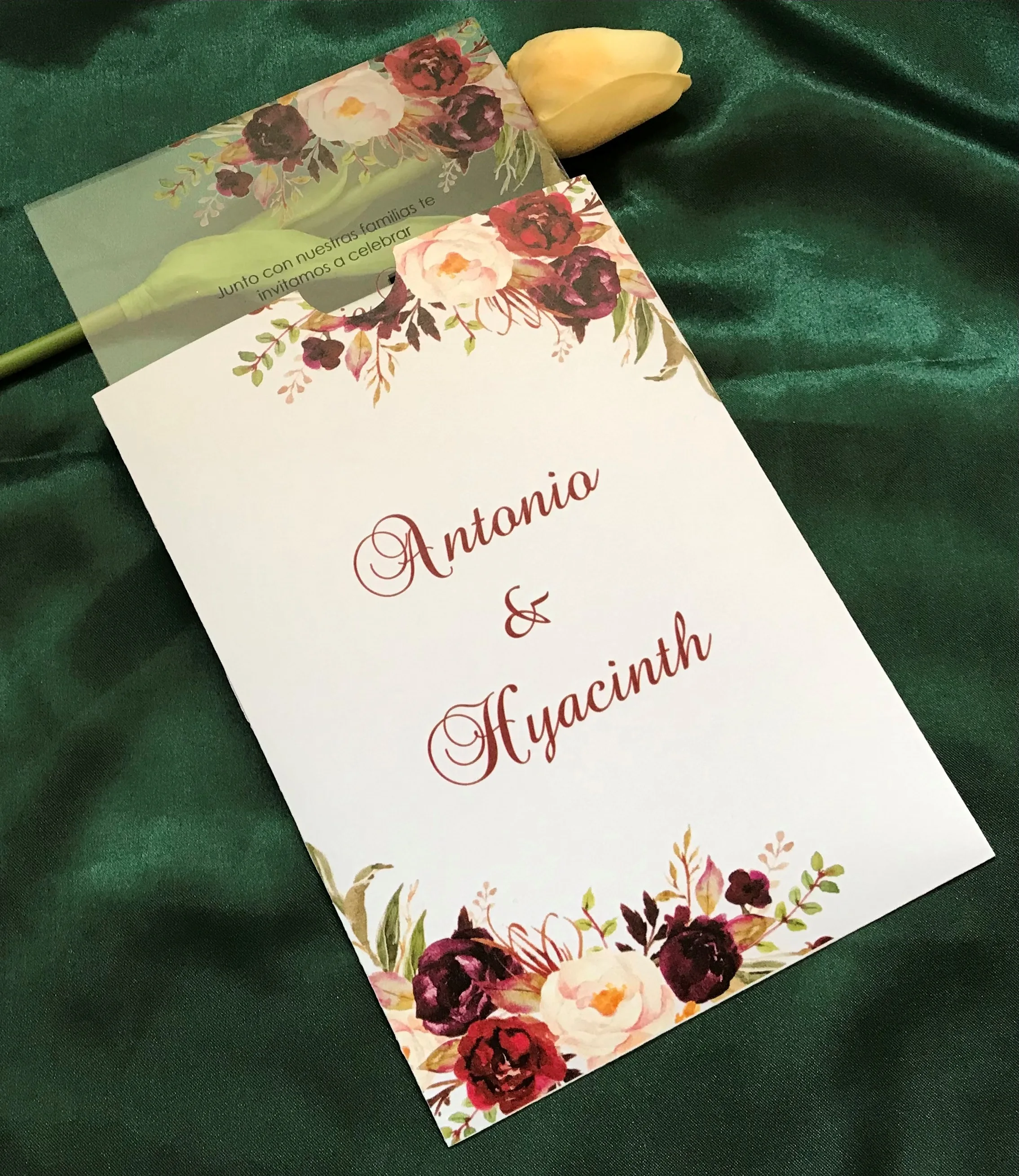 10pcs Custom Black Acrylic Wedding Invitation,Rose Quinceanera Birthday  Invite,Elegant White Pocket Envelopes for Decoration - AliExpress, image size:2269x2619