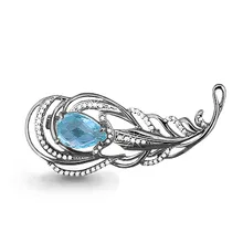 Серебряная брошь с топазом свисс и фианитом AQUAMARINE 7261305А.5