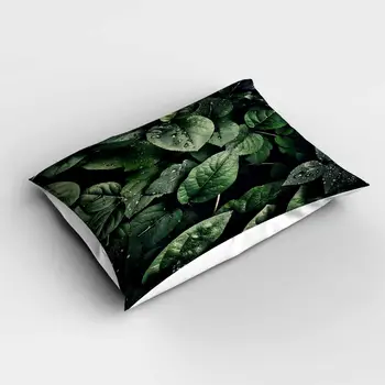 

Else Tropical Black Green Leaves on Water Drop Rectangle Modern Pillowcases 3d Digital Print Pillow Covers Cases for Couch Bed