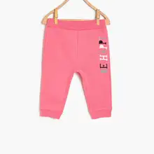 Хлопковые детские розовые спортивные штаны с принтом для маленьких девочек