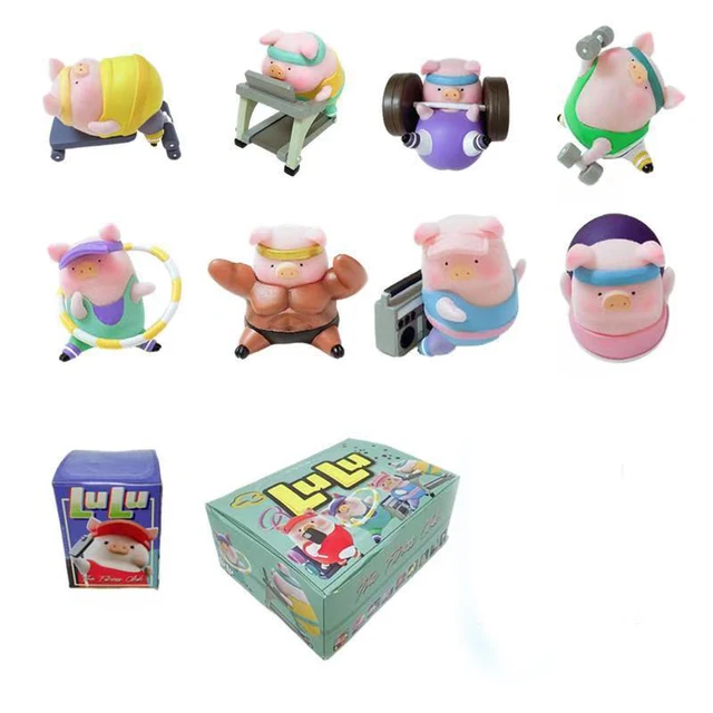 $53.54 8 PCS/SET Flocking LULU Pig Cute Sport Pig Desktop Car Decoration Blind Box Gifts for Children