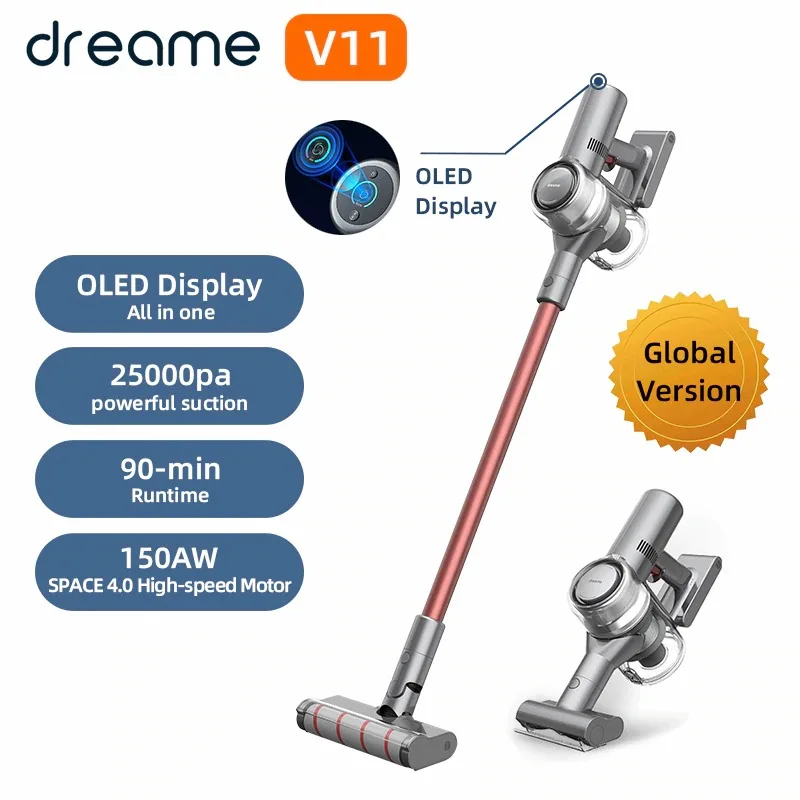 Dreame V11 Handheld Wireless Staubsauger OLED Display Tragbare Cordless 25kPa Alle in einem Staub Kollektor boden Teppich Reiniger
