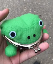 1 Uds. De cartera con forma de rana para Cosplay, monedero con forma de Animal verde, monedero de felpa suave, Mini cartera para tarjetas delgada