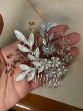 Combs Jewelry Hair-Accessories Rhinestone-Head Pearl Wedding-Hair Silver-Color Bridal