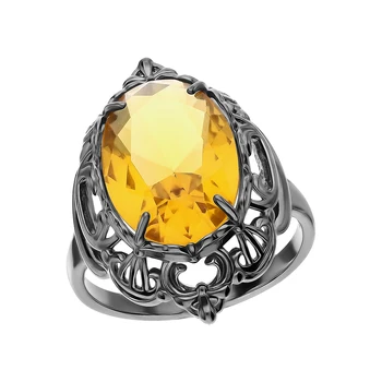 

Silver ring with citrine synthetic sunlight sample 925